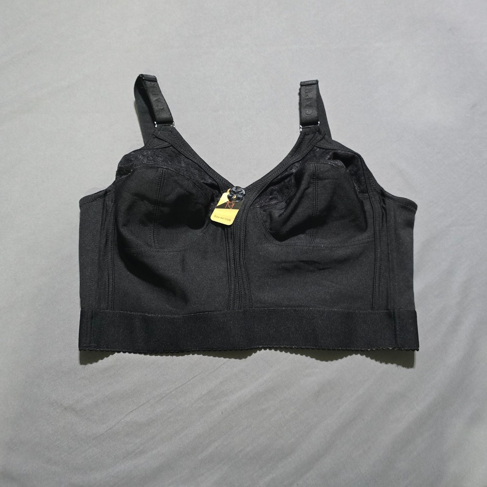 Capri Full Coverage Bra Women 44B Black Lace Trim‎ Wireless 308LE